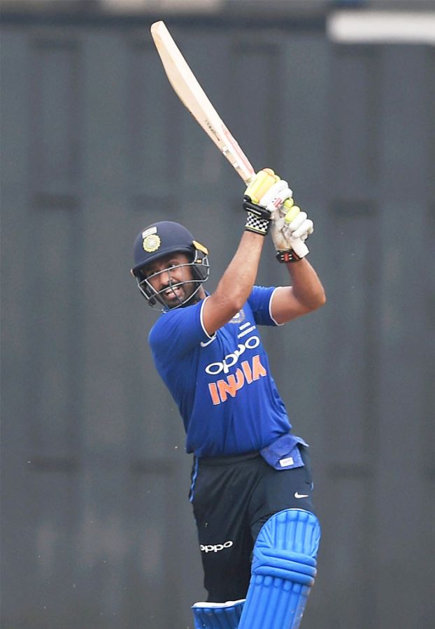 Board President's XI's Karun Nair hits out en route a quick-fire 78 off 64 balls against New Zealand in the warm-up match on Tuesday