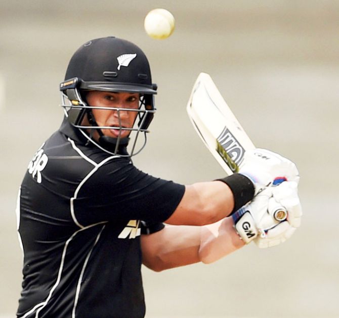 New Zealand batsman Ross Taylor in action during the 2nd practice match against Indian Board President's XI in Mumbai on Thursday