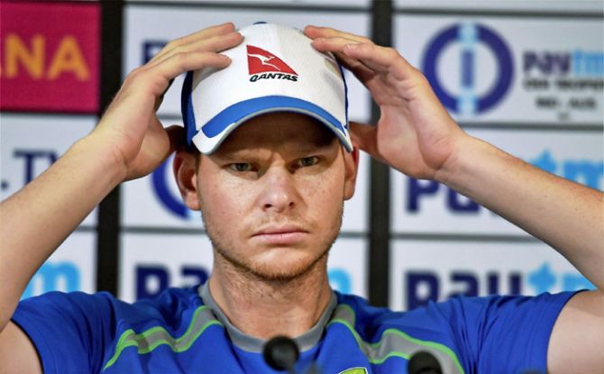 Australia captain Steve Smith talks to mediapersons in Kolkata on the eve of 2nd cricket ODI against India on Wednesday