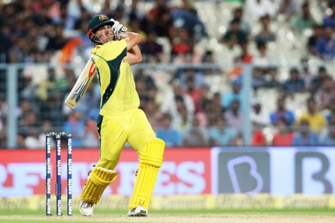 Marcus Stoinis hammers a six en route his half-century