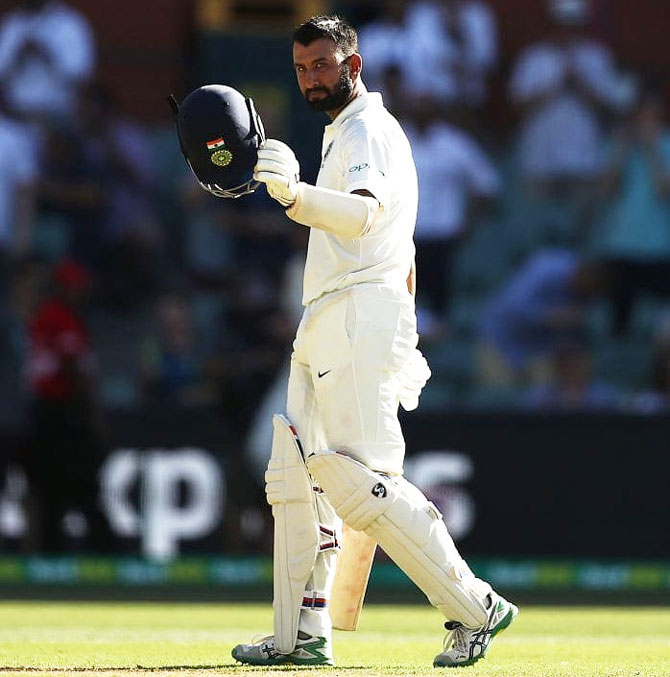 Cheteshwar Pujara scored a century and a half-century in the first Test in Adelaide in his man-of-the-match effort