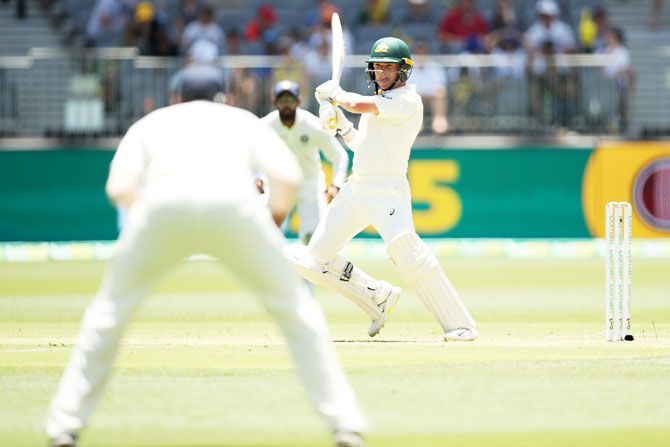 Australia's Marcus Harris was positivity personified in the first session of play