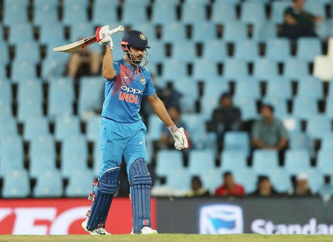 Manish Pandey celebrates on scoring his half-century against South Africa in the 2nd T20I in Centurion on Wednesday