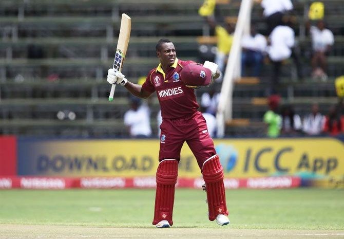 Rovman Powell struck his maiden ton and set up victory for the Windies