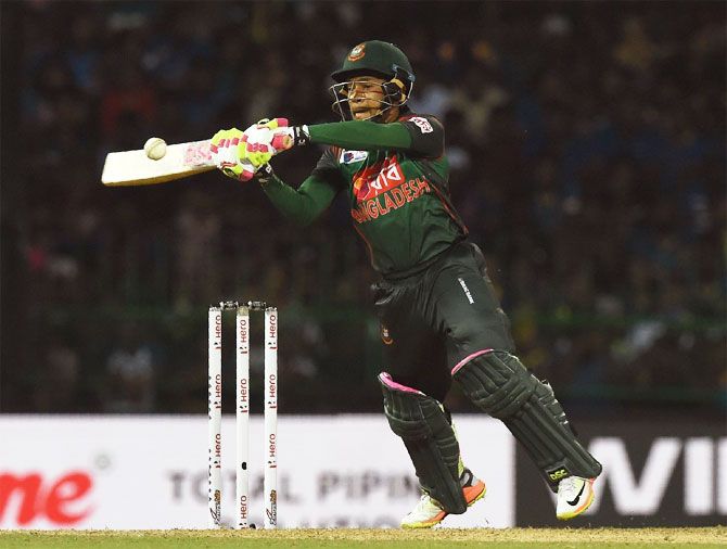 Bangladesh captain Mushfiqur Rahim scored 72 not out off 35 balls to help Bangladesh to a 5-wicket win over Sri Lanka in Colombo on Saturday