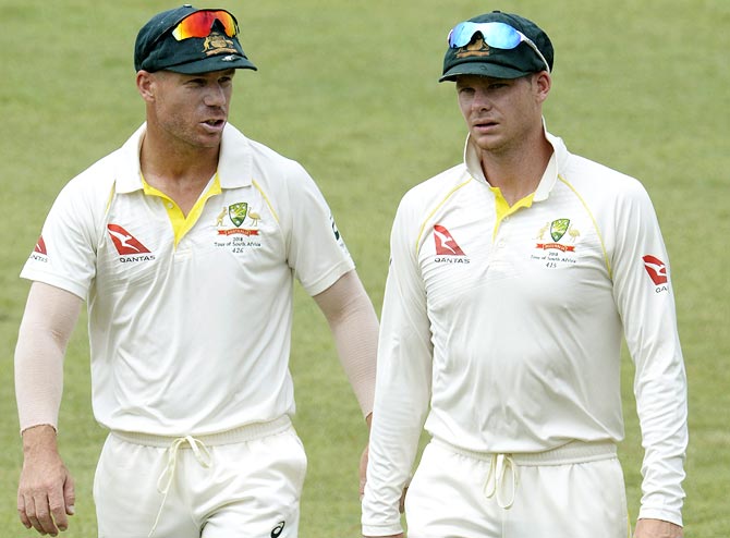 Steve Smith, right, and vice-captain David Warner were banned for their roles in the ball-tampering scandal that broke out in March