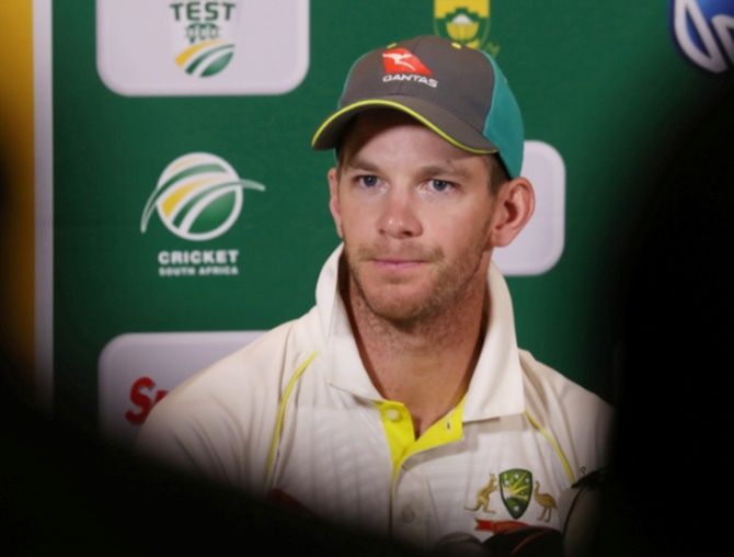  Australia's Tim Paine during the post match press conference
