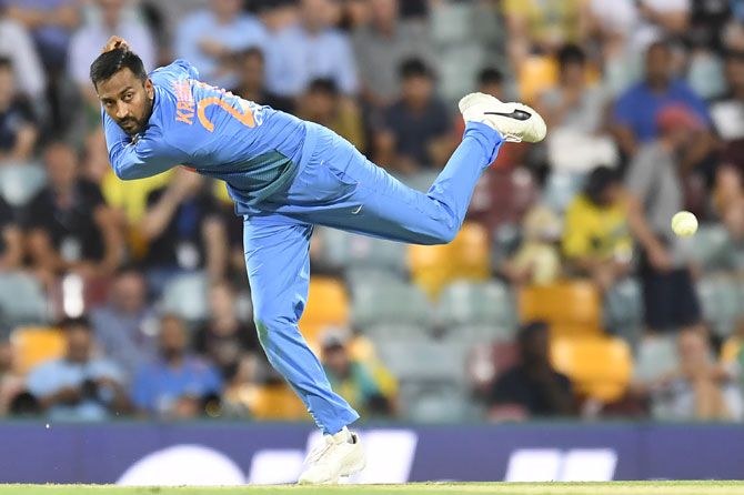 Krunal Pandya went wicketless in the first T201 at the Gabba in Brisbane