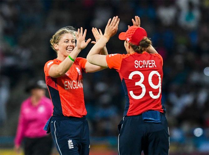 England captain Heather Knight took 3 wickets to peg India back