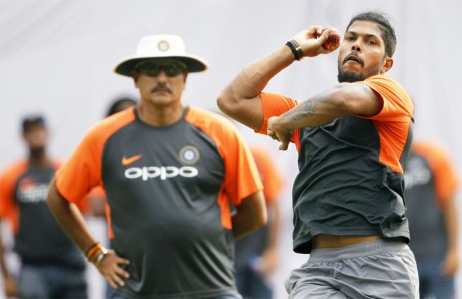 India pacer Umesh Yadav bowls in the nets in Hyderabad on Wednesday