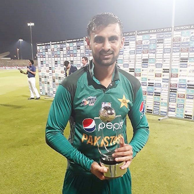 Pakistan's Shoaib Malik received the man-of-the-match award for his 51 not out off 43 deliveries
