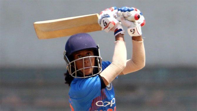 Jemimah Rodrigues is action en route her half-century against Sri Lanka in Colombo on Saturday 