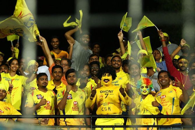 Chennai Super Kings fans during match in IPL-12 between CSK and the Kolkata Knight Riders.