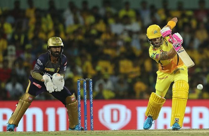 Faf du Plessis of Chennai Super Kings batting during a match in IPL-12.
