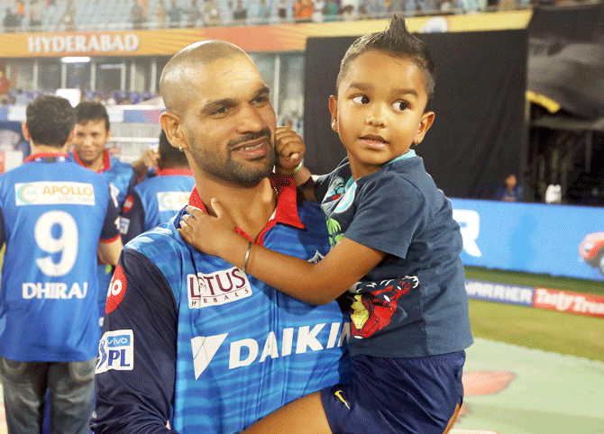 Shikhar Dhawan with his son Zoravar