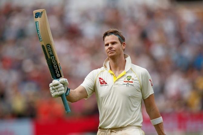 Steve Smith acknowledges the applause from fans as he leaves the field after being dismissed for 142 on Day 4 of the first Ashes Test at Edgbaston.