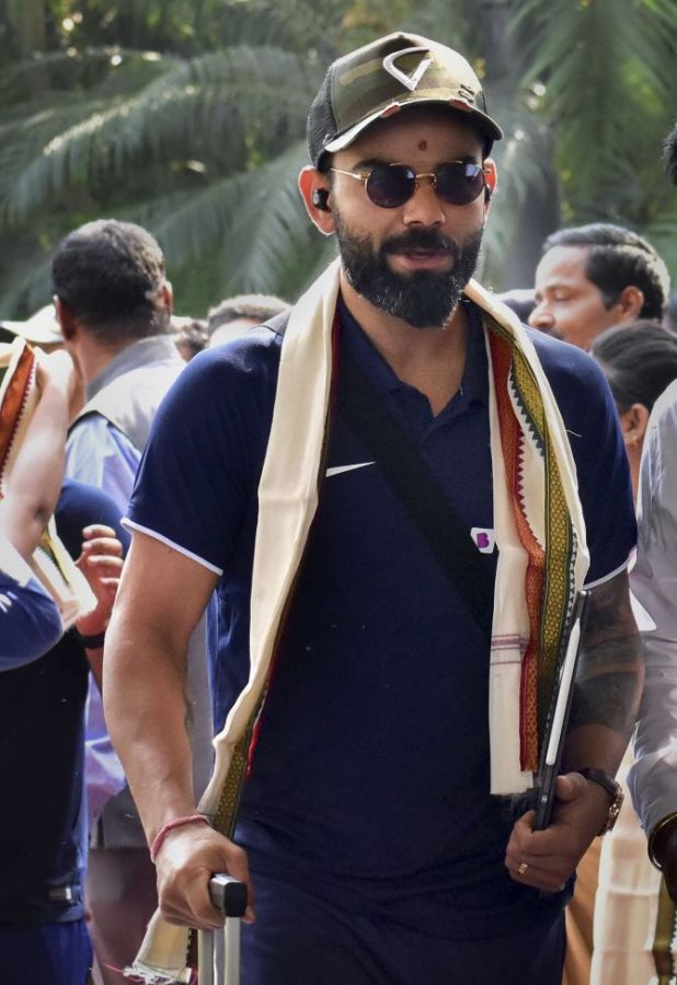 India captain Virat Kohli arrives at a city hotel in Bhubaneswar on Thursday