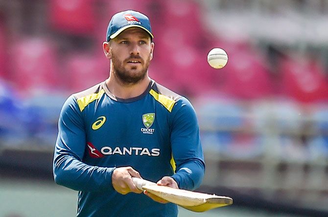 Australia captain Aaron Finch at a practice session ahead of their first T20 international series cricket match against India, at the Dr. YS Rajasekhara Reddy ACA–VDCA Cricket Stadium in Vizag on Saturday