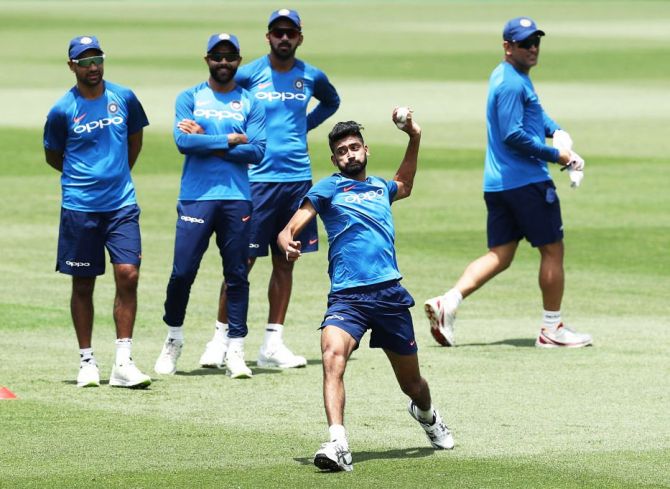 India's Khaleel Ahmed during a fielding at a nets session in Sydney on Friday