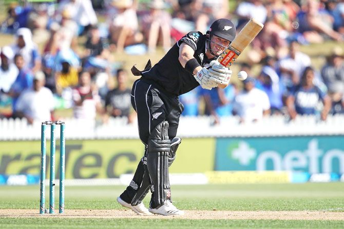 New Zealand's Henry Nicholls bats during his innings of 30 on Thursday. He, along with Ross Taylor, took the Kiwis across the finish line
