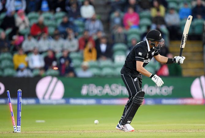 New Zealand's Ross Taylor is bowled by Afghanistan's Aftab Alam
