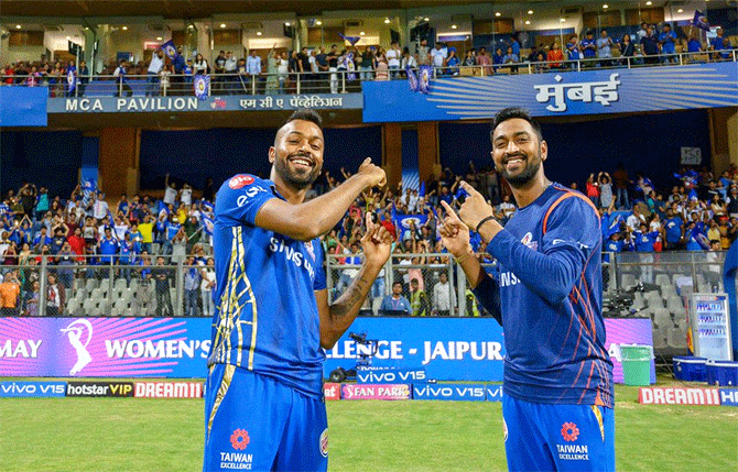 The Pandya brothers -- Hardik and Krunal -- played a good hand in MI's win on Sunday