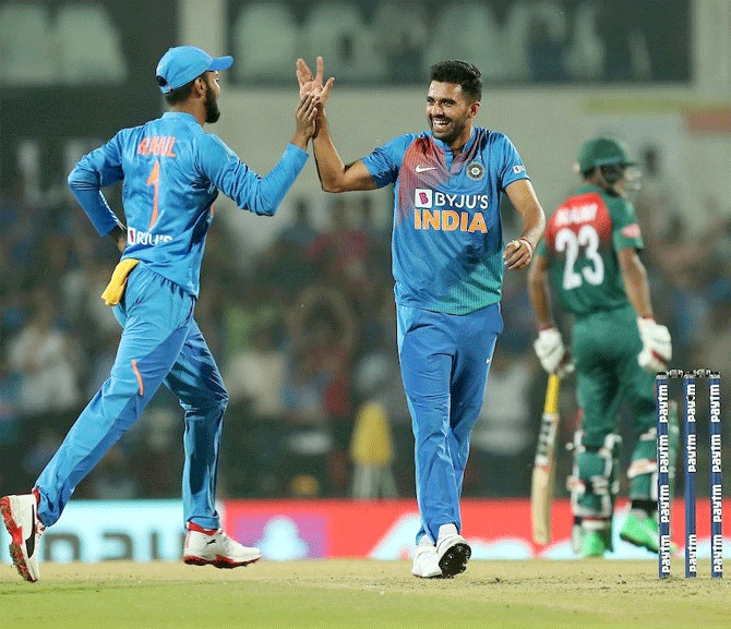 India's Deepak Chahar ended the match with figures of 6-7 beating the earlier record held by Sri Lanka's Ajantha Mendis.