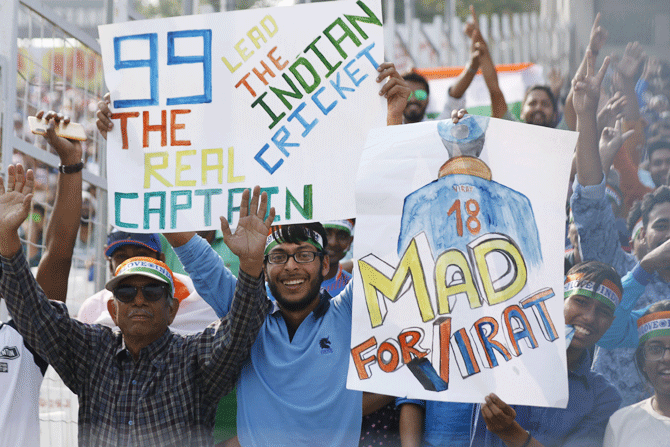 Fans during day 1 of the 2nd Test match between India and Bangladesh held at the Eden Gardens Stadium on Friday