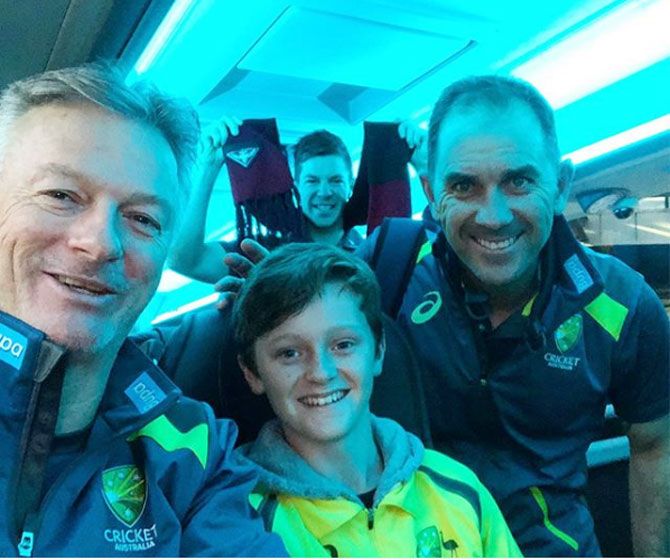 12-year-old Max Waight Steve Waugh, Justin Langer and Tim Paine
