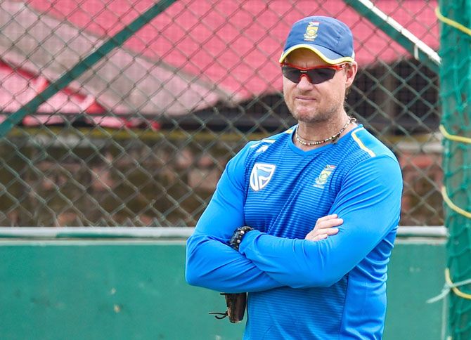 South Africa's batting coach Lance Klusener during a practice session in Dharamsala, on Friday
