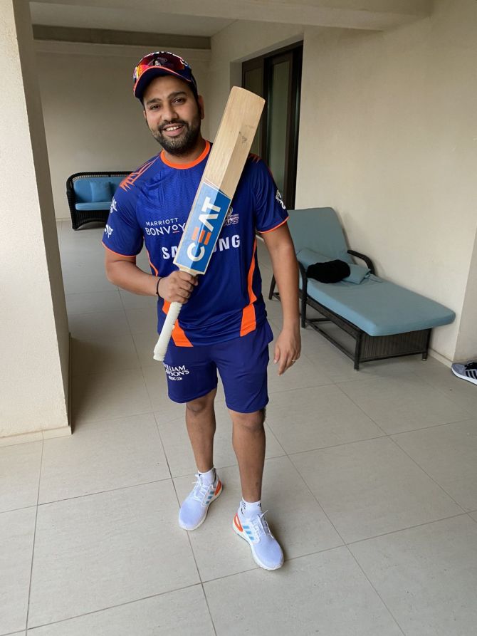 Rohit Sharma before a nets session in Abu Dhabi on Friday