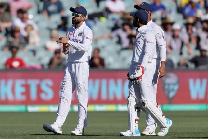 Virat Kohli calls for a review on Day 3 of the first Test