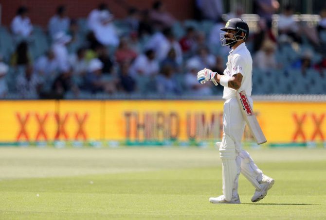 India captain Virat Kohli scored just 4 runs before being dismissed by Pat Cummins