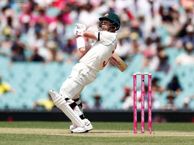 David Warner reached 48 not out in the first session of play