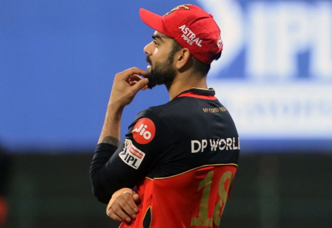 Virat Kohli reacts after SunRisers clinch victory in the Eliminator