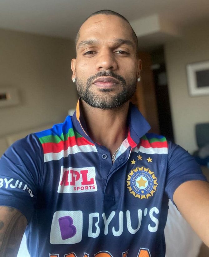 Shikhar Dhawan donning the new jersey
