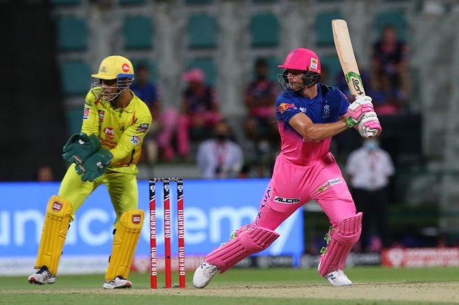 Jos Buttler’s 48-ball 70 in the middle overs rallied Rajasthan Royals to victory over Chennai Super Kings in Monday’s IPL match in Abu Dhabi