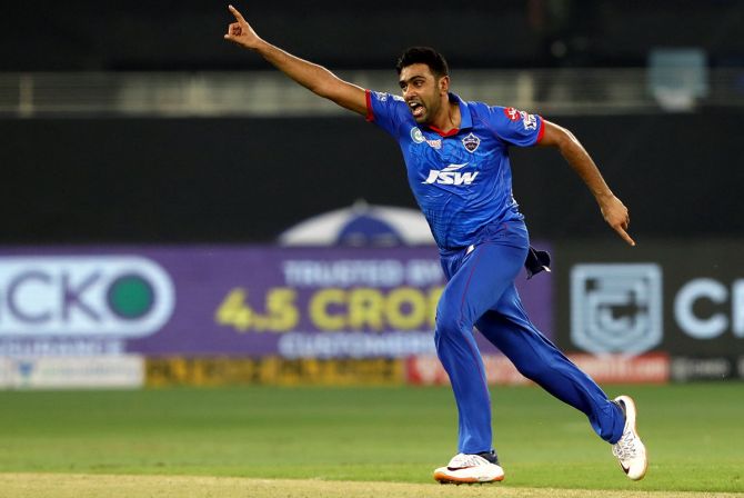 Delhi Capitals' Ravichandran Ashwin took two wickets before injuring his shoulder