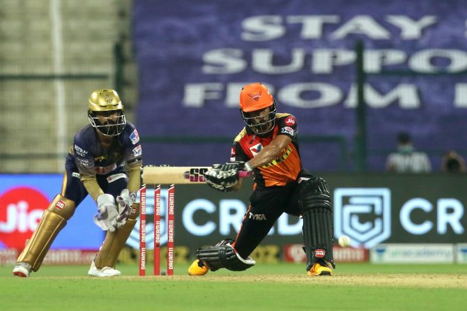 SunRisers Hyderabad’s wicketkeeper-batsman Wriddhiman Saha took time to get going and wasted a lot of balls before being run-out during Saturday’s match against Kolkata Knight Riders in Abu Dhabi