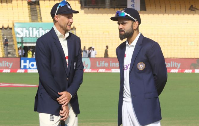India captain Virat Kohli with England's Test skipper Joe Root