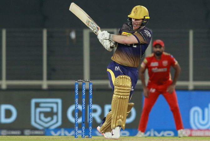 Skipper Eoin Morgan produced a fine knock to take Kolkata Knight Riders past Punjab Kings in the IPL match, in Ahmedabad, on Monday. 