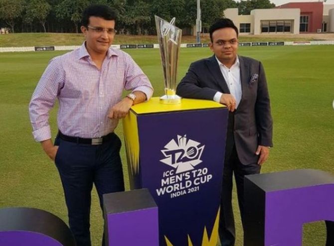 BCCI president Sourav Ganguly and secretary Jay Shah at the launch of the T20 World Cup