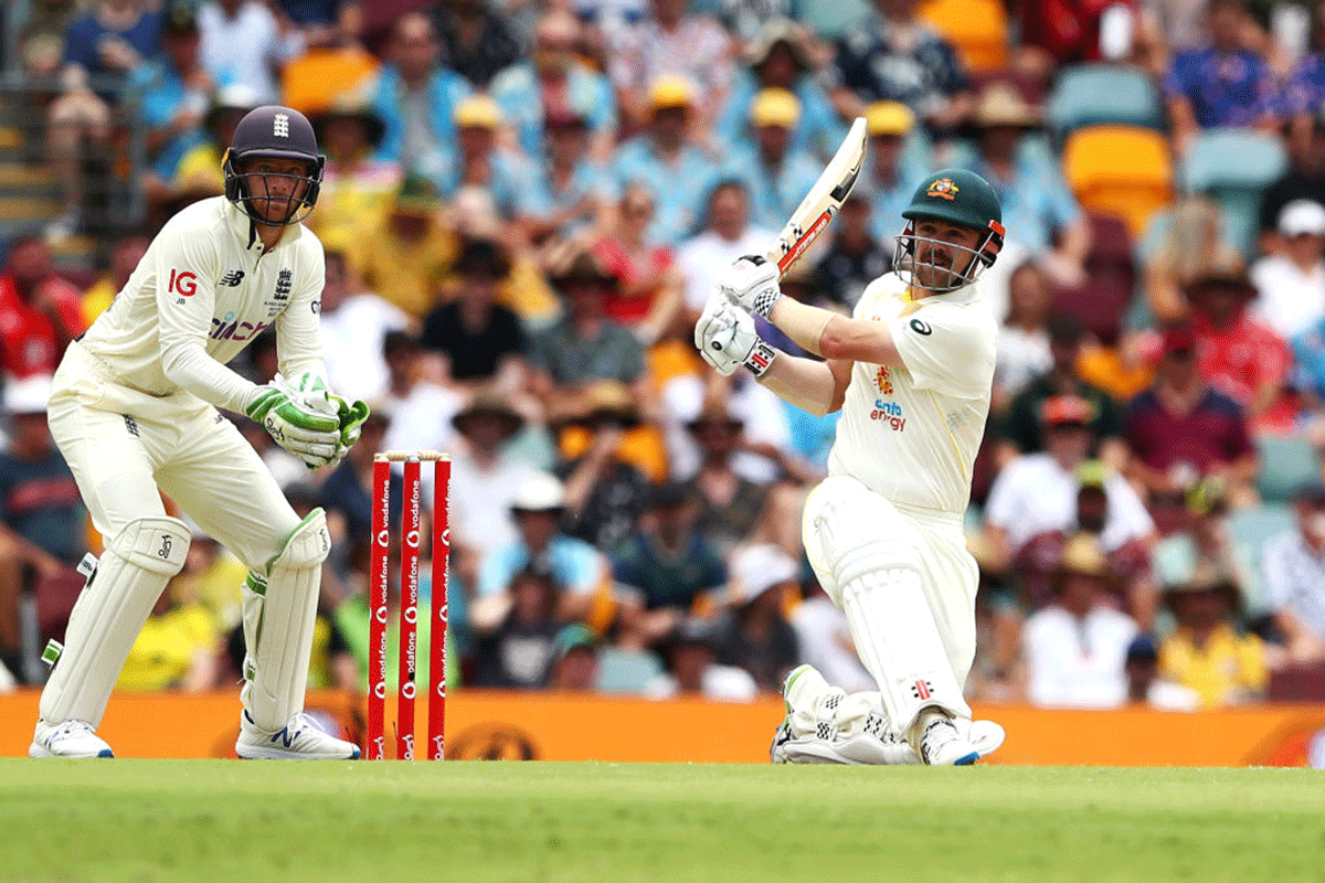 Australia's Travis Head bats en route his 152