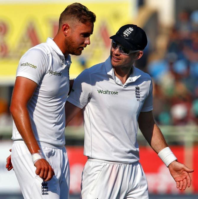 Stuart Broad with James Anderson. 'If Broad wants to be globally recognised as a bowler that delivers in all conditions, he's actually under quite a lot of pressure to perform in the second Test.'