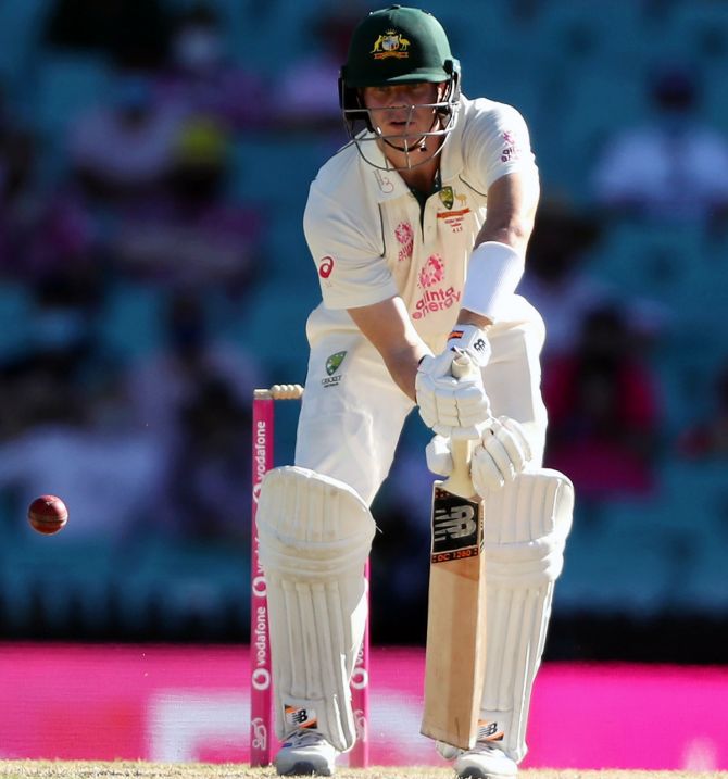 Steve Smith bats during Day 3 
