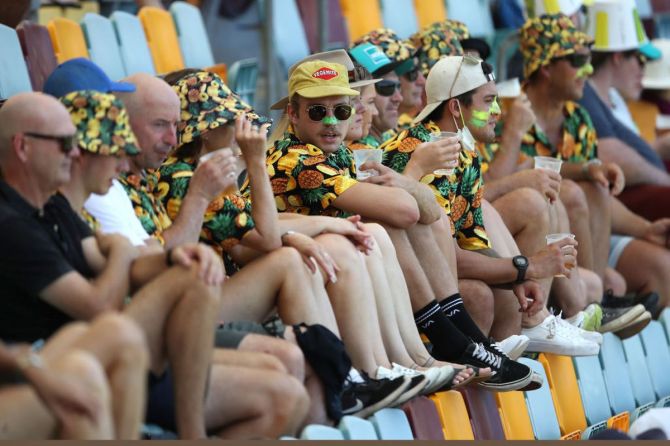 Aussie fans in the stands on Day 2