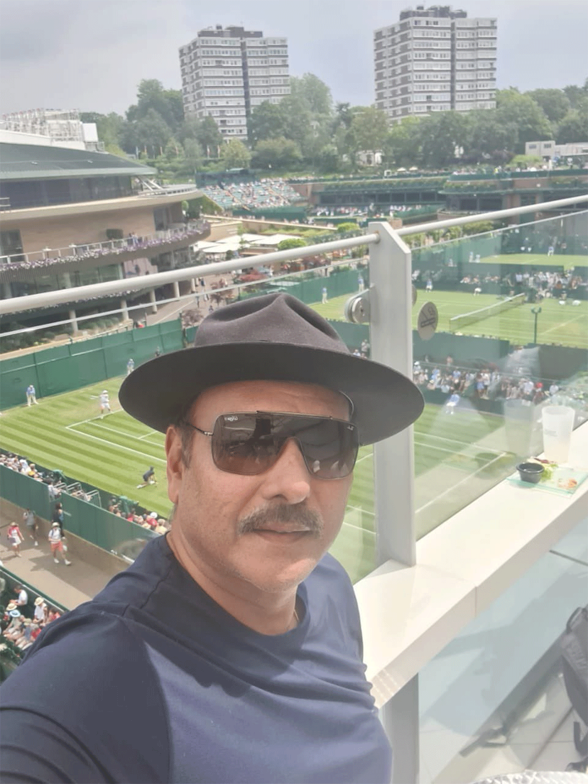 Ravi Shastri tweeted this selfie from the stands of Centre Court at Wimbledon