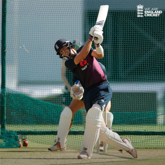 Joe Root bats in the nets in Ahmedabad on Wednesday
