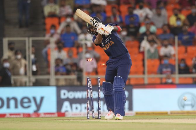 India opener K L Rahul is bowled by England pacer Jofra Archer
