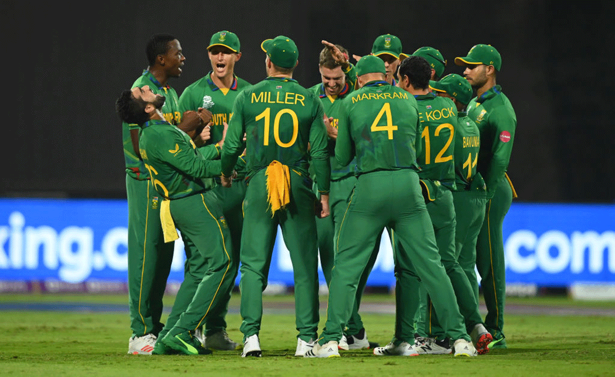 Tabraiz Shamsi celebrates the wicket of Jonny Bairstow